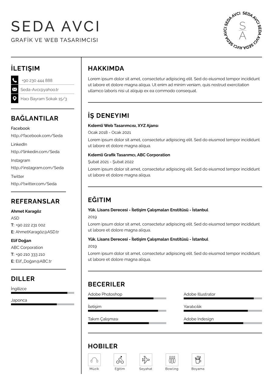 Chicago CV Şablonu